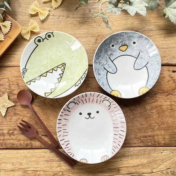 日本製 美濃燒 刺蝟 企鵝 鱷魚 小盤子|蛋糕盤 水果盤 兒童餐盤 - 富士通販