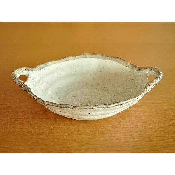 日本製 美濃燒 白唐津 雙耳咖哩盤|餐碗 餐盤 - 富士通販