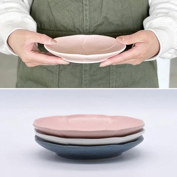 日本製 美濃燒 花形陶瓷甜點盤|蛋糕盤 水果盤 - 富士通販