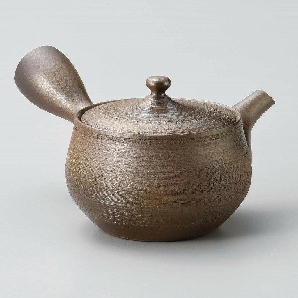 日本製 常華燒 人水黑土窯變松皮 側把壺|陶瓷茶壺 泡茶壺 - 富士通販