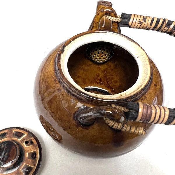 日本製 六魯 懷舊亮釉赭色 日式茶壺 - 富士通販