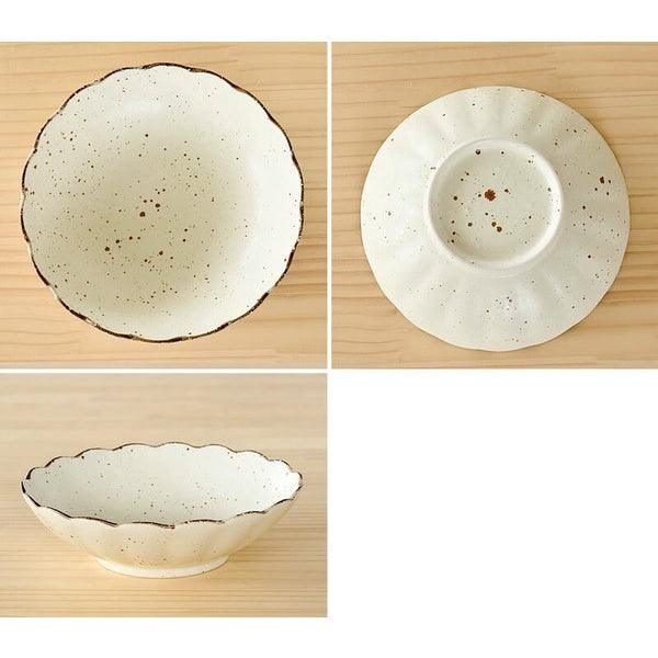 日本製 美濃燒 白色菊型餐碗|陶瓷盤 沙拉碗 水果盤 - 富士通販