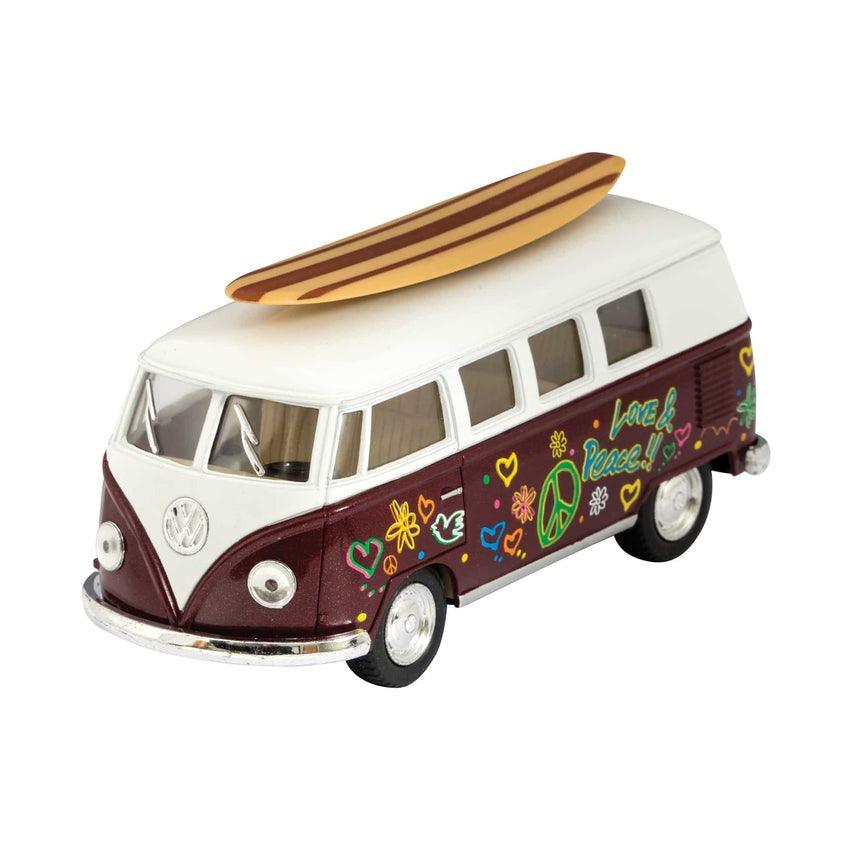 日本 1962 VW 福斯塗鴉款迴力車 附衝浪板| 1/32 巴士合金車模型 - 富士通販