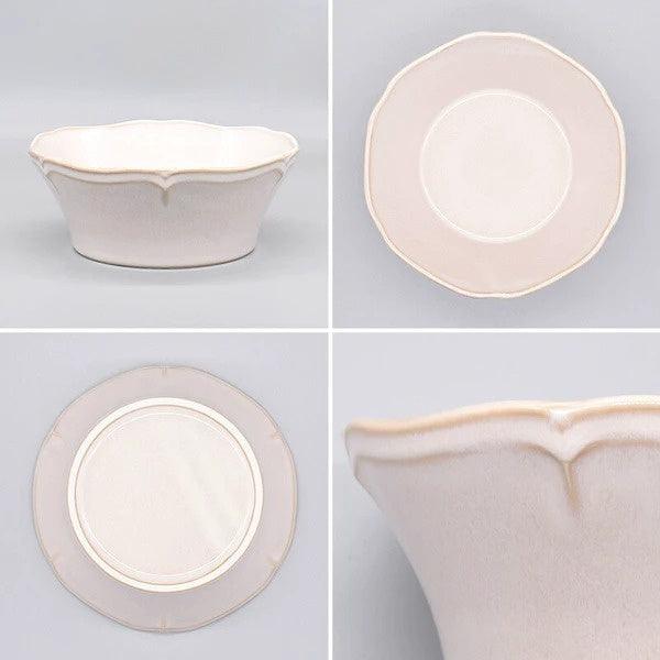 日本製 美濃燒 白瓷花瓣 陶瓷深碗|大容量 沙拉 水果 湯品 - 富士通販