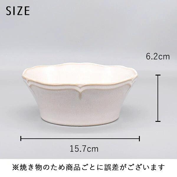 日本製 美濃燒 白瓷花瓣 陶瓷深碗|大容量 沙拉 水果 湯品 - 富士通販