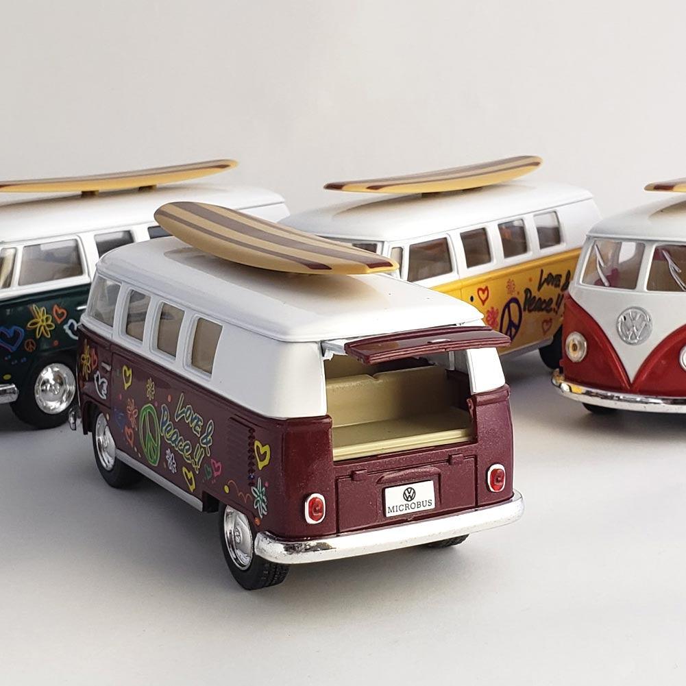 日本 1962 VW 福斯塗鴉款迴力車 附衝浪板| 1/32 巴士合金車模型 - 富士通販