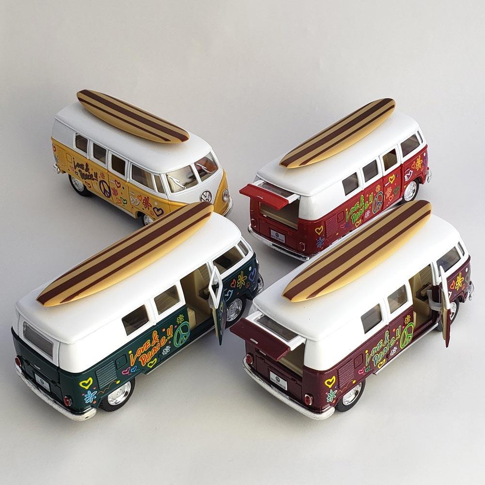 日本 1962 VW 福斯塗鴉款迴力車 附衝浪板| 1/32 巴士合金車模型 - 富士通販