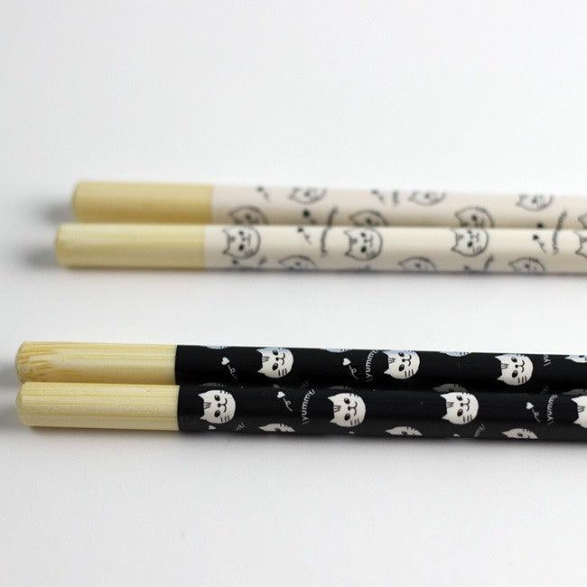 日本製 貓咪 木質長筷 料理筷|一組兩入 33cm - 富士通販