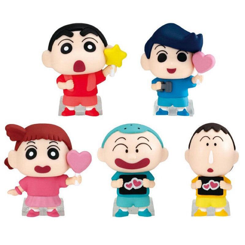 日本 BANDAI 萬代 蠟筆小新 扭蛋 應援公仔 全五種|蠟筆小新 阿呆 風間 妮妮 - 富士通販