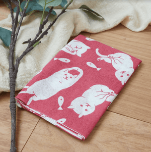 日本製｜貓咪紗布長毛巾，100%純棉紗布巾 - 富士通販