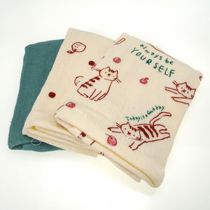 嬰兒/兒童 貓咪圖案100%純棉紗布巾 - 富士通販