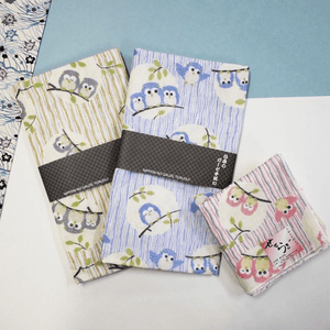 日本製 貓頭鷹紗布手帕 100%純棉 43x43cm - 富士通販