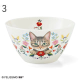 日本製  Felissimo 貓部 貓與花碗440ml | 水果碗 沙拉碗 優格碗
