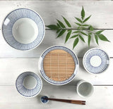 日本製 美濃燒 經典蒼十草碗盤 | 藍白線條 點心盤 飯碗 麵碗 湯碗 陶瓷碗盤