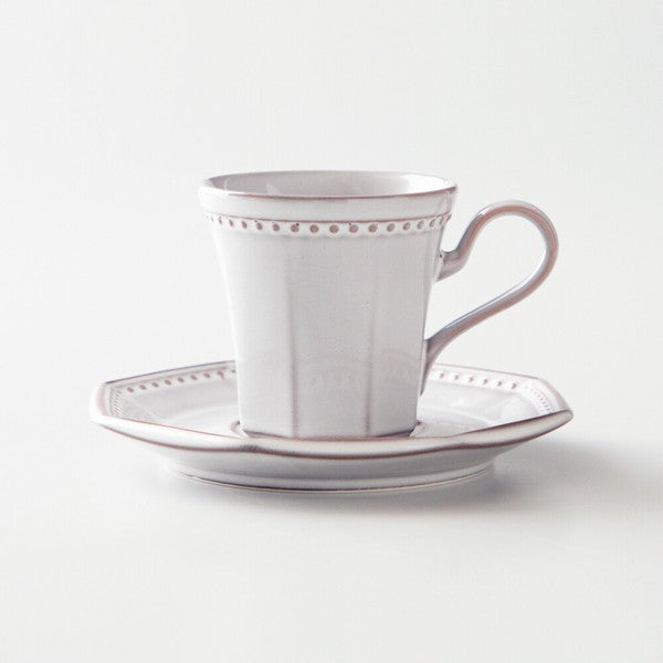 日本製 ROOTS Coline 法式古典白 陶瓷 咖啡杯 甜點盤 | 下午茶組
