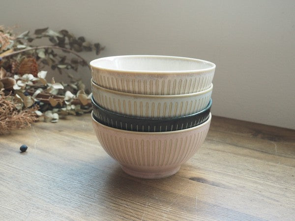日本製 美濃燒 撥水十草 線條茶碗 四色 | 陶瓷碗 飯碗 湯碗 大碗 十草碗 沙拉碗 小缽