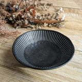 日本製 美濃燒 黑御影十草線條碗 | 深碗 湯碗 咖哩碗 深盤 日本製碗盤 陶瓷碗 小菜碗 黑色啞光質感