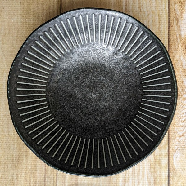 日本製 美濃燒 黑御影十草線條碗 | 深碗 湯碗 咖哩碗 深盤 日本製碗盤 陶瓷碗 小菜碗 黑色啞光質感