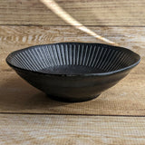 日本製 美濃燒 黑御影十草線條碗 | 深碗 湯碗 咖哩碗 深盤 日本製碗盤 陶瓷碗 小菜碗 黑色啞光質感
