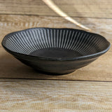 日本製 美濃燒 黑御影十草線條碗 | 深碗 湯碗 咖哩碗 深盤 日本製碗盤 陶瓷碗 小菜碗 黑色啞光質感
