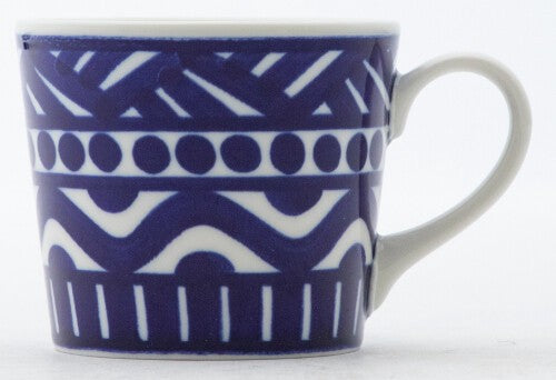 日本製 北歐風藍白圖騰咖啡杯碟 200cc | 巴克風 海軍藍餐盤 甜點盤 幾何盤 紅茶杯 茶杯 杯盤組