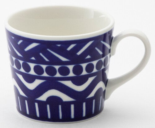 日本製 北歐風藍白圖騰咖啡杯碟 200cc | 巴克風 海軍藍餐盤 甜點盤 幾何盤 紅茶杯 茶杯 杯盤組