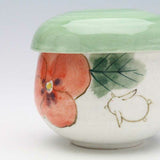 日本製 花花兔手繪陶瓷附蓋碗 | 湯碗 蒸蛋碗 茶碗蒸 飯碗 碗 陶瓷碗 湯盅 湯杯碗 碗盤 家用碗