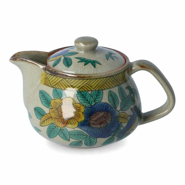 日本製九谷燒美山窯冰裂紋花鳥茶壺360cc | 手繪花鳥泡茶壺花茶壺陶瓷