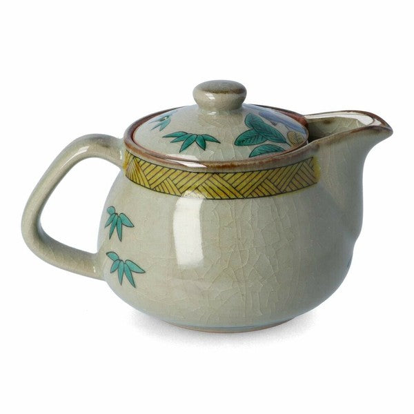日本製九谷燒美山窯冰裂紋花鳥茶壺360cc | 手繪花鳥泡茶壺花茶壺陶瓷