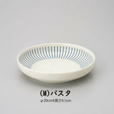 日本製 美濃燒 粉引紺十草 陶瓷碗盤 | 線條餐盤 日本餐盤 圓盤 飯碗 小碗 陶瓷盤 盤子 日本碗