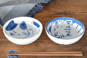 日本製美濃燒 12.3cm小碗 貓咪 老虎 - 富士通販