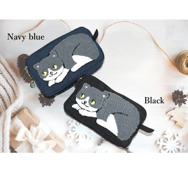 日本 超人氣 貓咪刺繡錢包/收納袋 | 手機包 零錢包 萬用包 拉鍊包 化妝包 小物收納包 分隔包