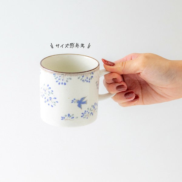 日本製 美濃燒 Calme 藍鳥花卉馬克杯 | 水杯 咖啡杯 Minoru