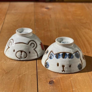 日本製 美濃燒貓咪茶碗｜造型碗 日式陶瓷碗 - 富士通販