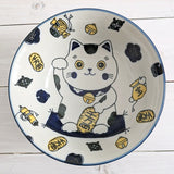 日本製 美濃燒 招財貓陶瓷拉麵碗 | 大碗 拉麵碗 碗公 湯碗 貓咪碗 多用碗 丼飯碗