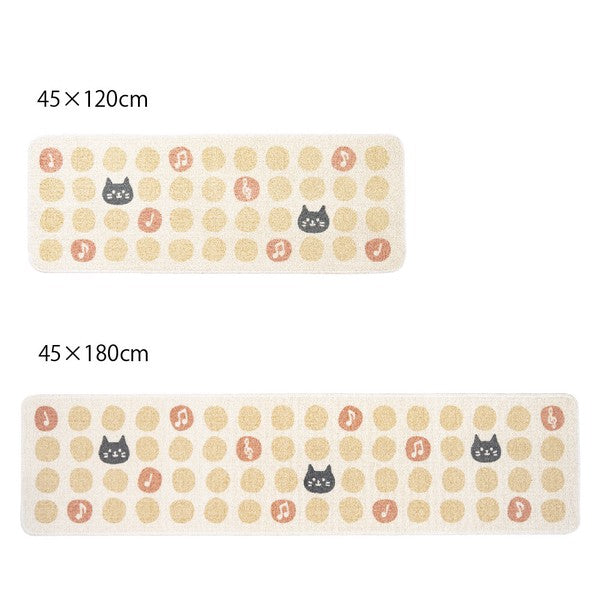日本製 OKA Rhythm 節奏貓咪再生紗可機洗地墊 45×120cm 45×180cm 廚房地墊 廚房腳踏墊 日本代購