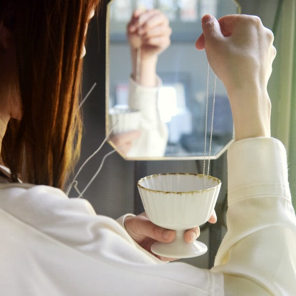 日本製 波佐見燒 和山窯 花邊甜點杯 | 聖代杯 冰淇淋杯 優格杯 布丁杯 陶瓷高腳杯 沙拉小菜碗