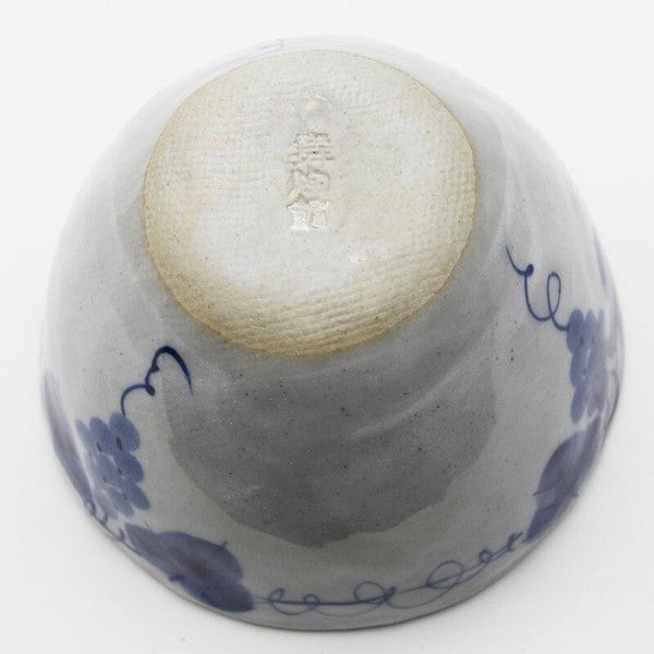 日本製 瀨戶燒 粉引藍白葡萄紋茶杯 陶瓷麵碗 | 湯碗 片口杯 茶杯 茶碗 豬口杯 藍白葡萄紋 日式餐具