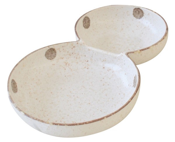 日本製 美濃燒 雪人白唐津分隔盤 | 陶瓷盤 小菜盤 日式小碟子 葫蘆 醬油碟 醬料器皿 拍照道具 沾醬