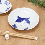 日本製 美濃燒 Shichita 陶瓷貓咪圓盤 16cm | 點心盤 水果盤 沙拉盤 甜點盤 分菜盤