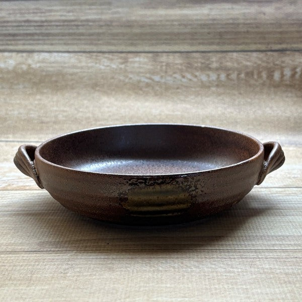 日本製 美濃燒 陶瓷圓形雙耳盤 | 雙耳圓盤 陶瓷盤 圓盤 盤子 雙耳盤 深盤 可堆疊