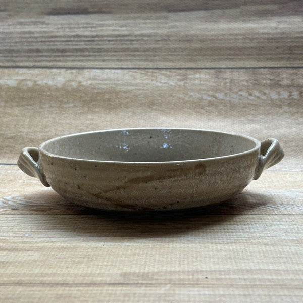 日本製 美濃燒 陶瓷圓形雙耳盤 | 雙耳圓盤 陶瓷盤 圓盤 盤子 雙耳盤 深盤 可堆疊