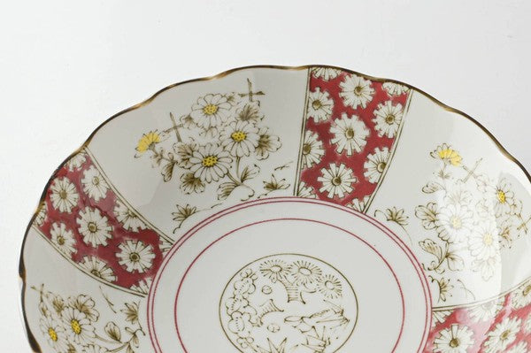 日本製 美濃燒 Awasaka 仁峰菊型深盤 2入禮盒 | 68深皿 吉祥紋樣 餐盤 菜盤 深盤