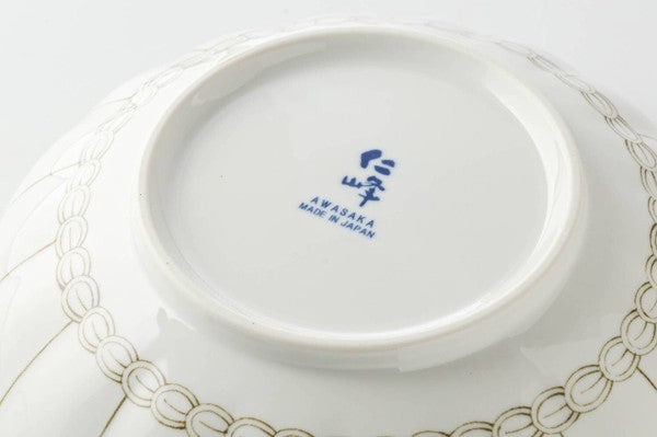 日本製 美濃燒 Awasaka 仁峰菊型深盤 2入禮盒 | 68深皿 吉祥紋樣 餐盤 菜盤 深盤