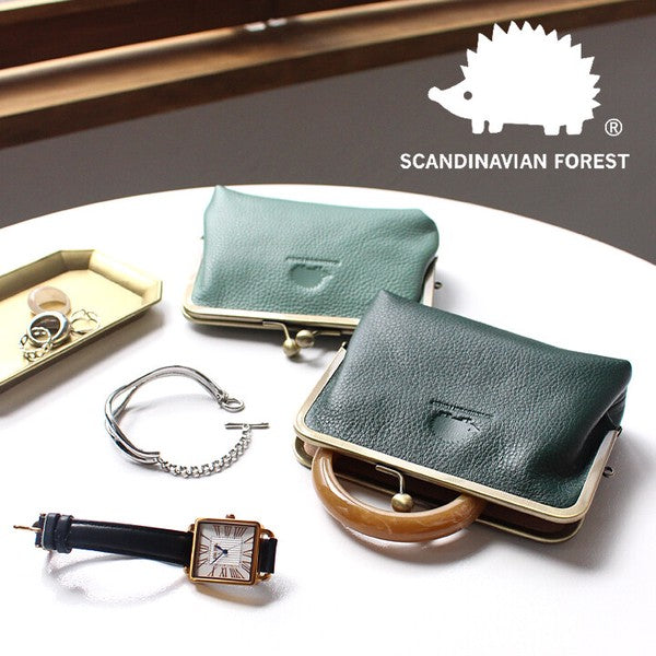 日本 SCANDINAVIAN FOREST 刺蝟 真皮 口金包 化妝包 零錢包 口金零錢包 小化妝包