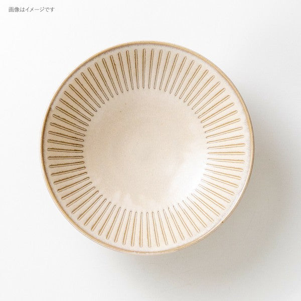 日本製 美濃燒 撥水十草 陶瓷線條8吋碗公 | 麵缽 拉麵碗 陶瓷碗 大碗公 大湯碗 沙拉碗 大份量料理