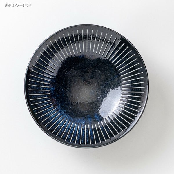 日本製 美濃燒 撥水十草 陶瓷線條8吋碗公 | 麵缽 拉麵碗 陶瓷碗 大碗公 大湯碗 沙拉碗 大份量料理