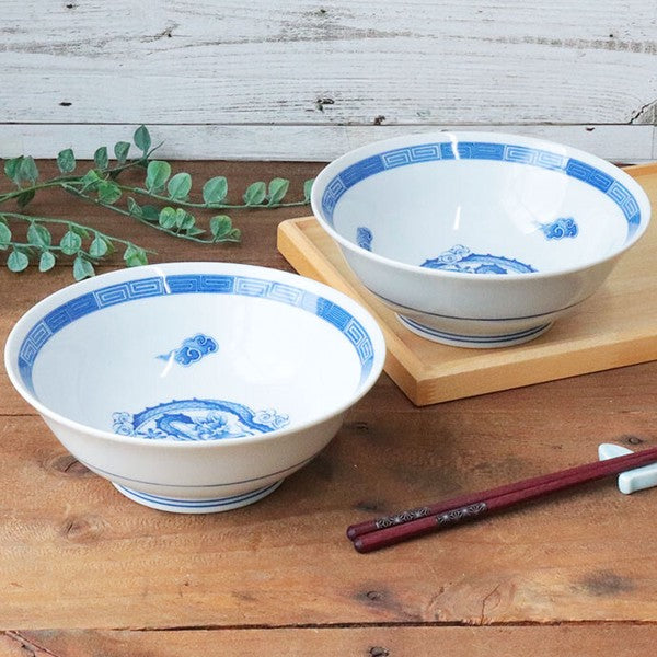 日本製 美濃燒 青龍中華拉麵碗 2入組｜1000ml 湯麵碗 碗公 湯碗
