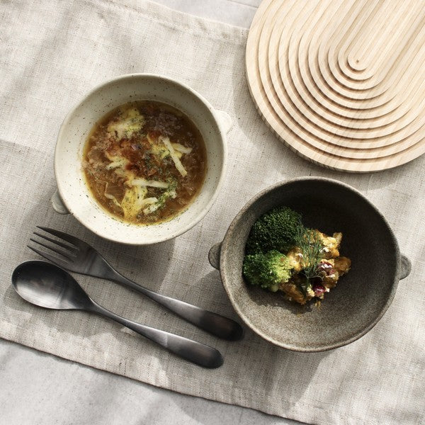 日本製 美濃燒 mimi雙耳造型湯碗12cm 奶油白 棕色 白色｜甜點碗 餐具碗 雙耳碗
