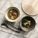 日本製 美濃燒 mimi雙耳造型湯碗12cm 奶油白 棕色 白色｜甜點碗 餐具碗 雙耳碗
